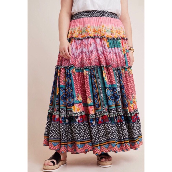 NWT ANTHROPOLOGIE BHANUNI BY JYOTI CELINA TIERED MAXI SKIRT - Picture 4 of 16